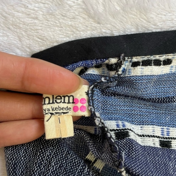 Lemlem Blue Tiered Maxi Dress M Handwoven Gauze Striped Spaghetti Strap Boho - Picture 7 of 10